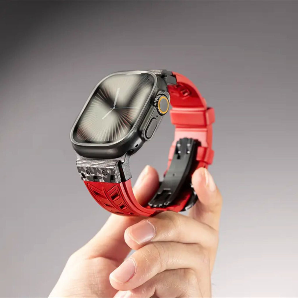 Luxury FKM Silicone Strap With Titanium Buckle For Apple Watch