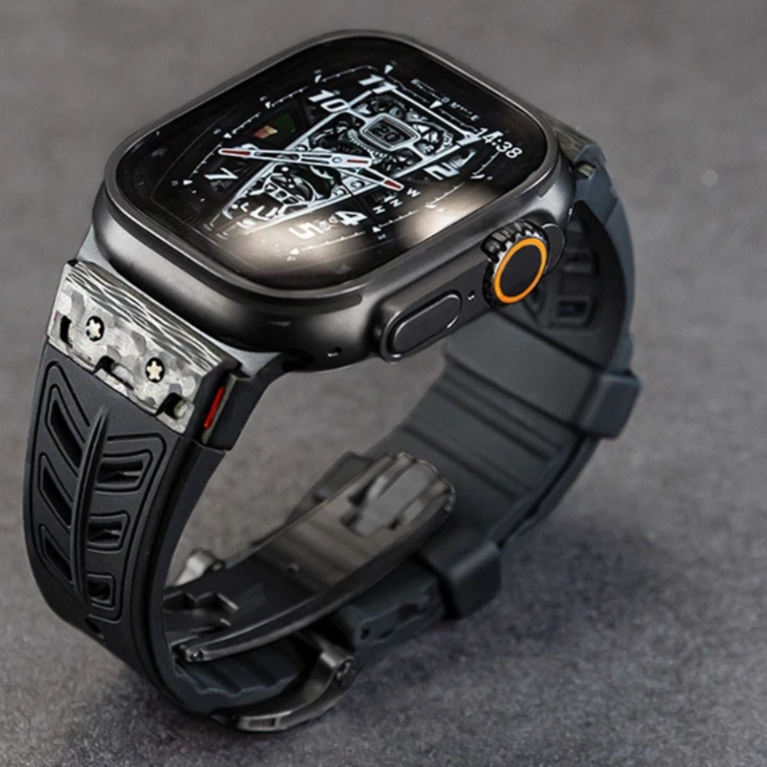 Luxury FKM Silicone Strap With Titanium Buckle For Apple Watch