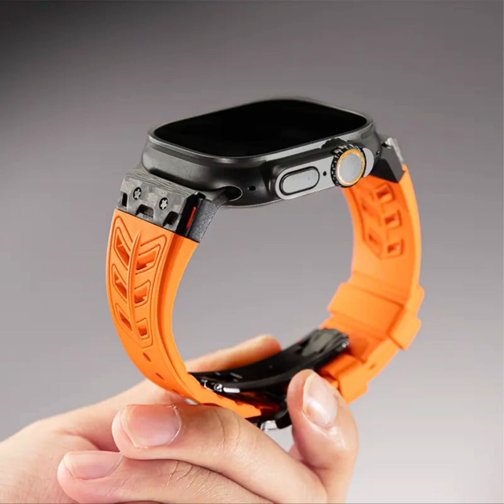 Luxury FKM Silicone Strap With Titanium Buckle For Apple Watch