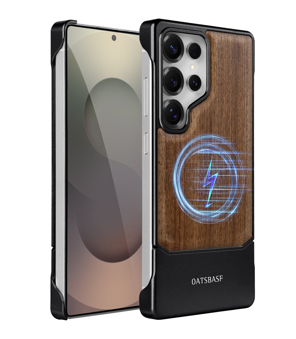 Walnut Wood Aluminum Alloy MagneticFrameless Case For Samsung