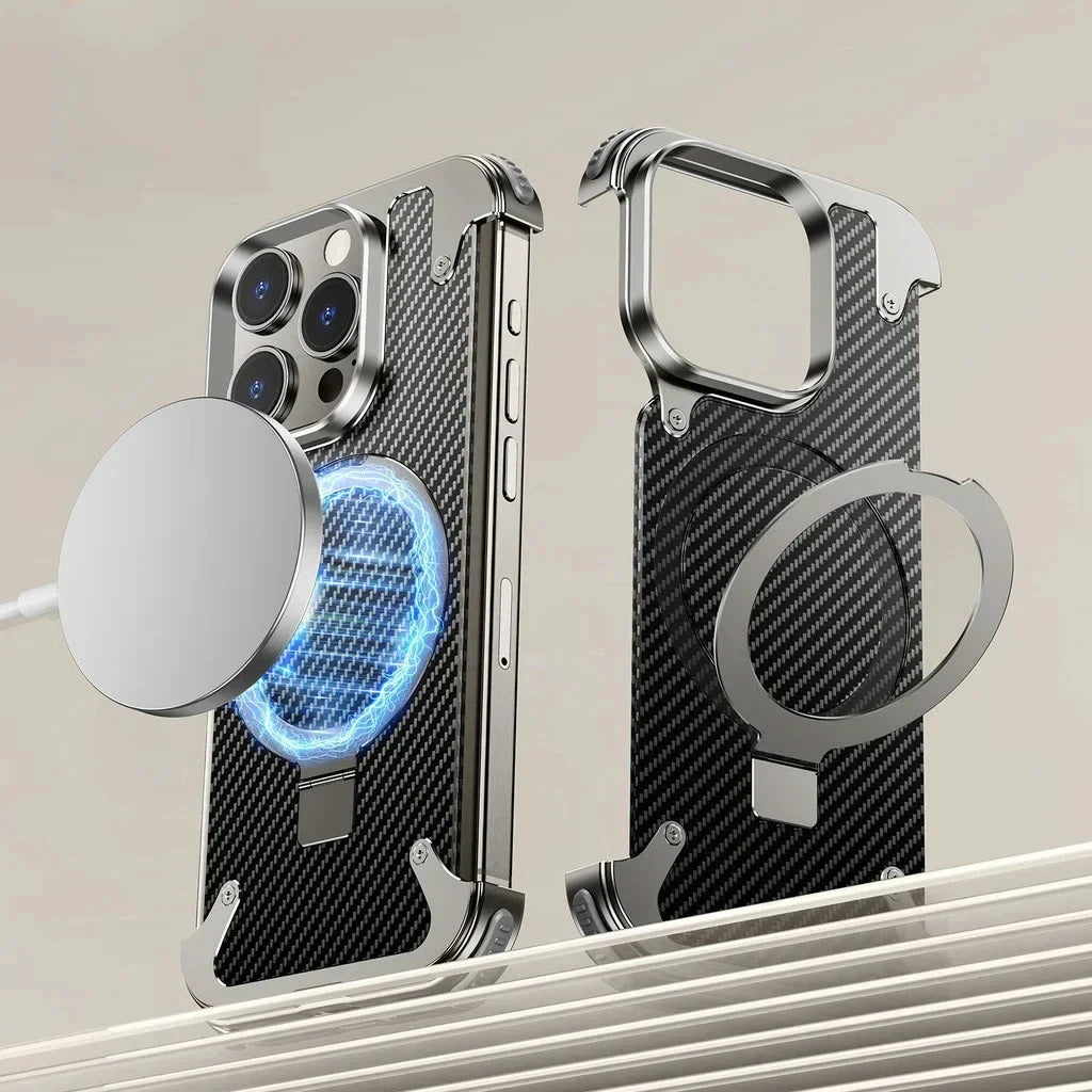 MagSafe Ring Stand Air Cushion Carbon Fiber Case For iPhones