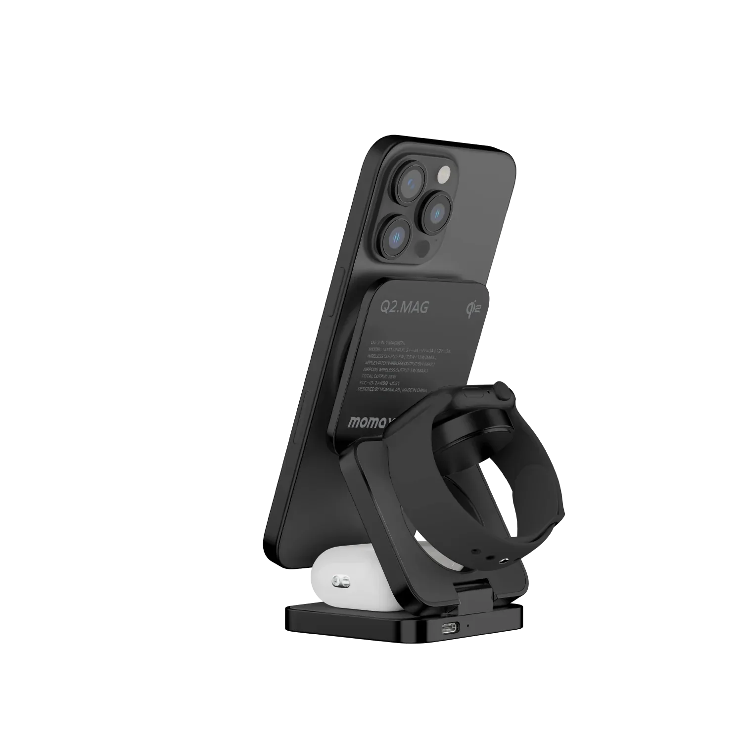 Q2.Mag 3-in-1 Foldable Qi2 15W Magnetic Wireless Charging Stand